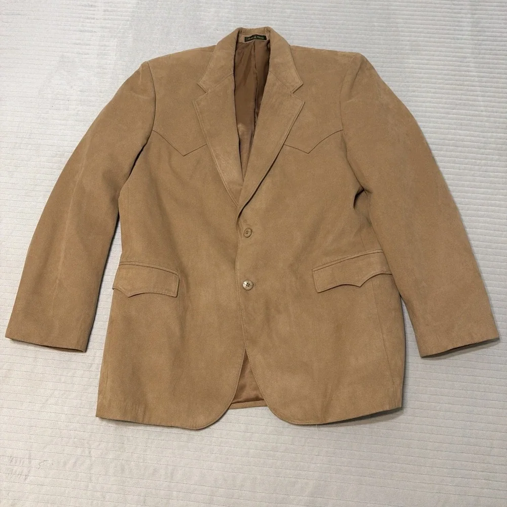 Circle S Dallas Texas Western Brown Faux suede Mens Jacket Sport Coat Blazer 44L